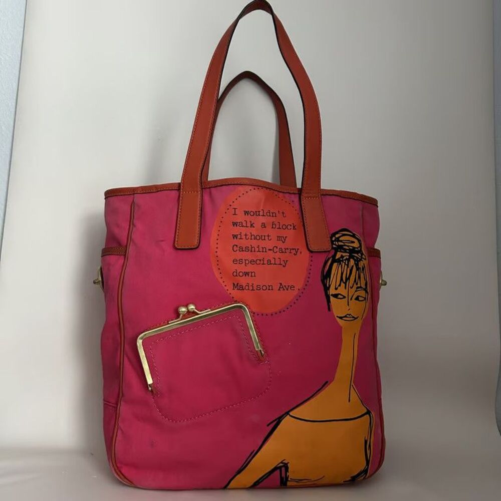 Coach 13379 Bonnie Cashin Tote Bag Pink Canvas Graphic Kisslock Madison Ave - Picture 4 of 14